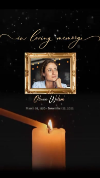 In Loving Memory Story Template | Elegant Funeral Announcement with Photo & Candle Design Instagram-Story