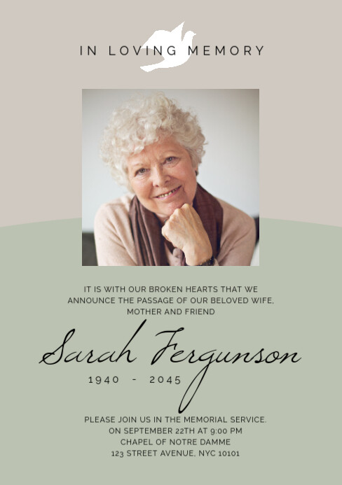 In loving memory death notice card a5 Template | PosterMyWall