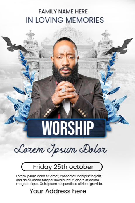 White Memorial Service Posters Template | PosterMyWall