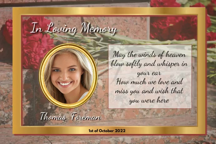 In Loving Memory Плакат template