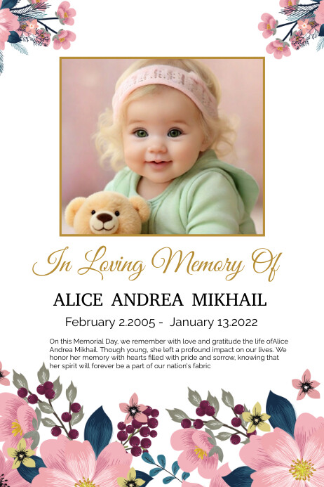 In loving Memory funeral poster Template | PosterMyWall