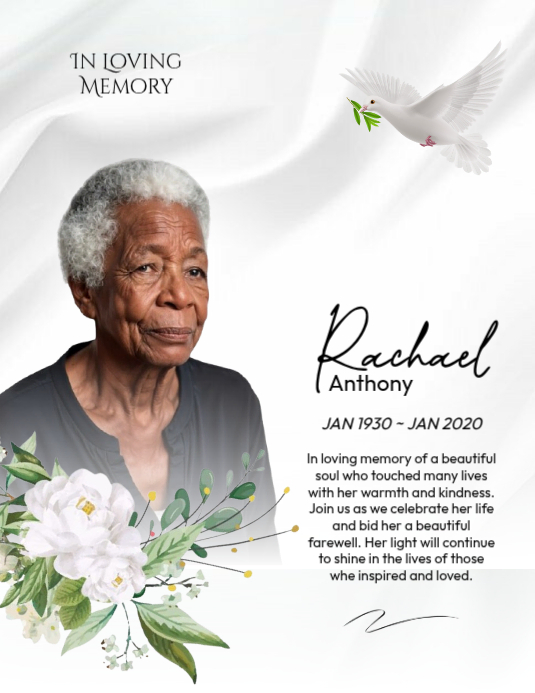 In Loving Memory funeral programme poster Template | PosterMyWall