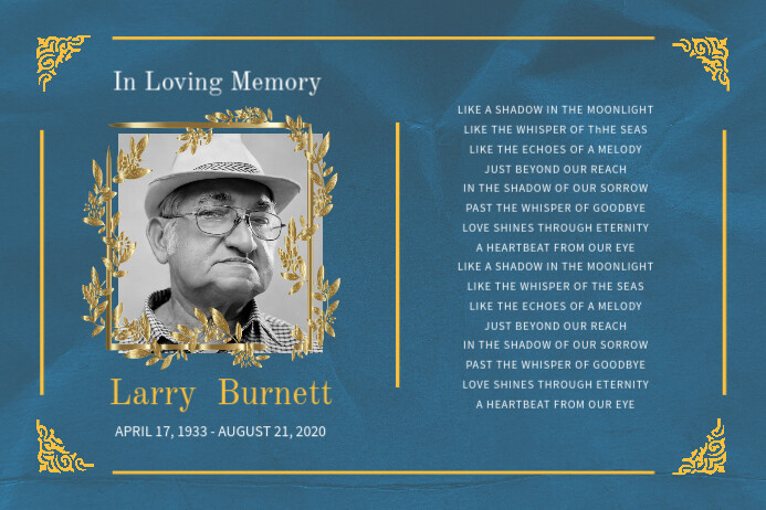 In Loving Memory Of Funeral Card Poster Templ Plakkaat template