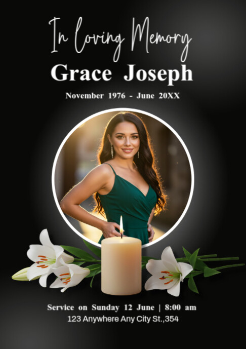 Design For Inloving Memory In Loving Memory Poster Template – Elegant Funeral & Memorial Tribute ...