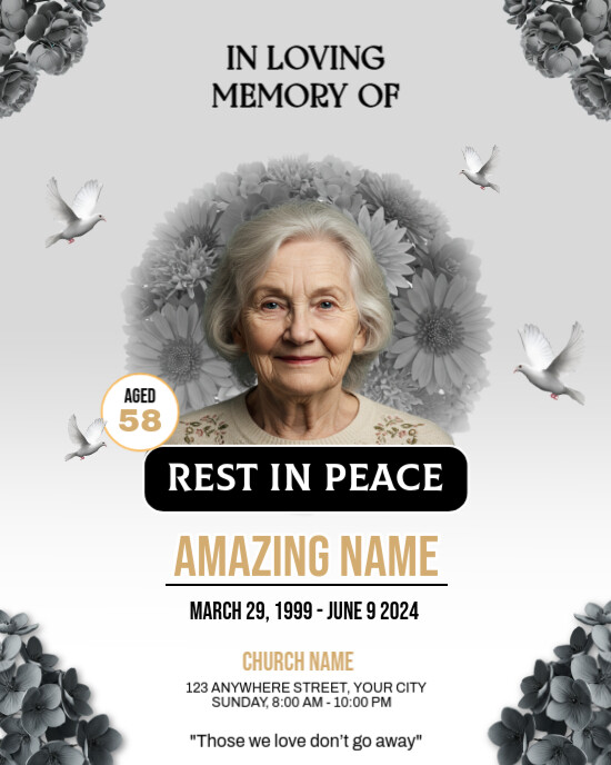 in loving memory / rest in peace ads Instagram Portrait template