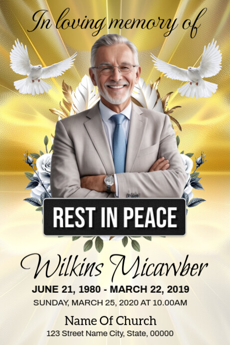 In Loving Memory: Elegant Funeral Announcement Template Poster