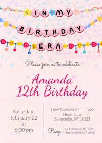 In My Birthday Era Friendship Bracelet Invitation A6 template