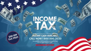 Bleu Income Tax Promotion Digitalanzeige Template