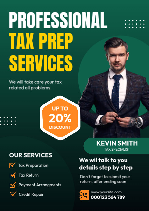 Income tax Services, Tax Preparation A2 template