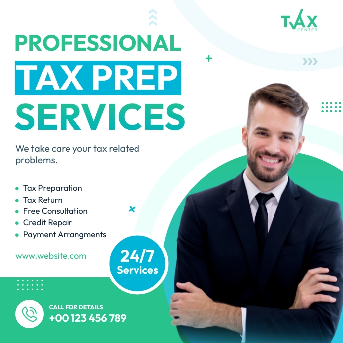 Income tax Services, Tax Preparation Flyer Square (1:1) template