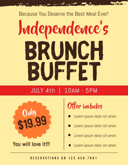 Independence 's brunch buffet 传单(美国信函) template