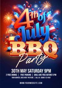 Independence Day BBQ Party Flyer A4 template