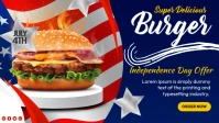 Independence Day Burger Flyers Facebook Cover Video (16:9) template