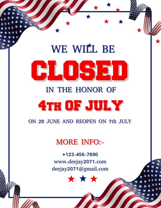 Independence Day Closed Template PosterMyWall
