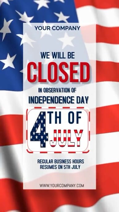 Independence day closed of business notice História do Instagram template