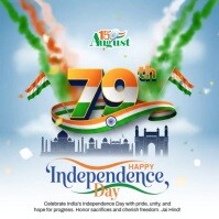 Blauw India Independence Day Kvadrat Template