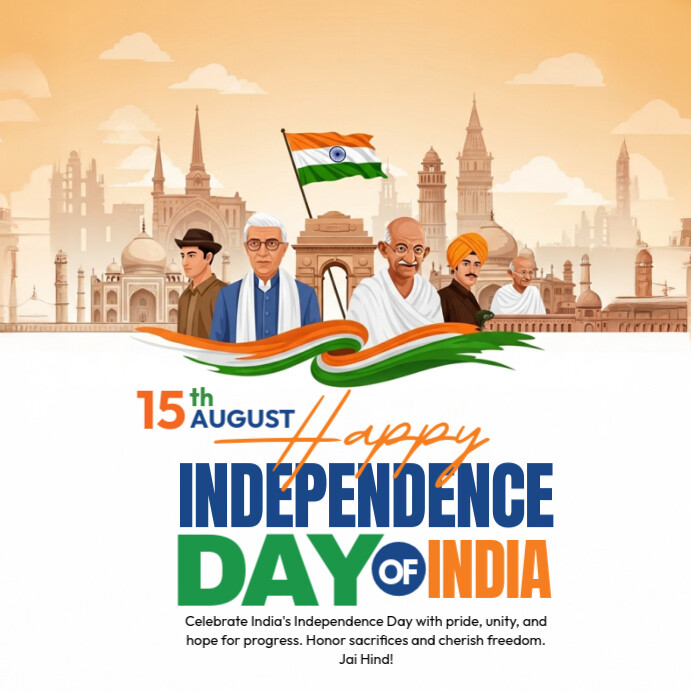 Independence Day India Square (1:1) template