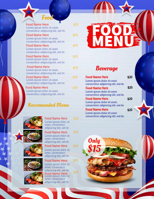 Independence Day Menu Flyer Pamflet (VSA Brief) template