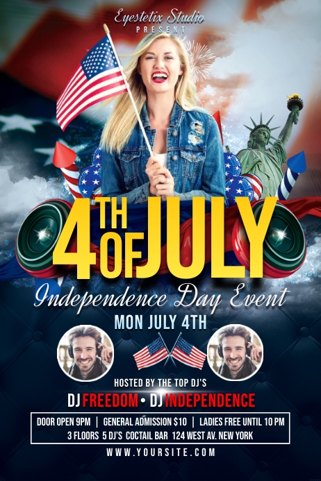 4th of July Independence Day Party Template Cartaz