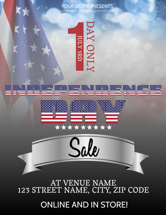 Independence Day Sale event Flyer Template Pamflet (Letter AS)