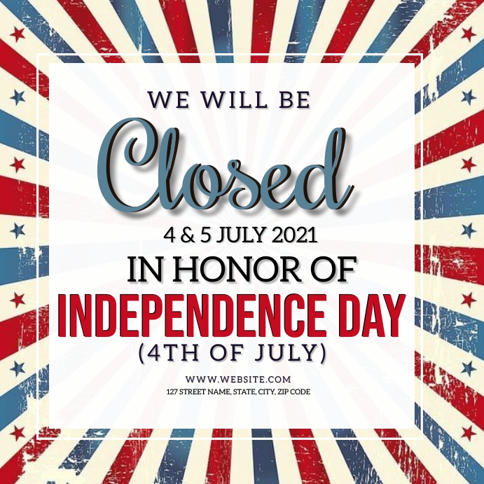 INDEPENDENCE DAY SHOP CLOSED NOTICE TEMPLATE Instagram 帖子