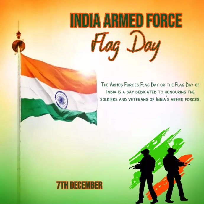 India armed forces flag day,Indian flag day Instagram Post template