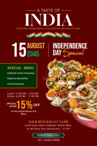 Red Indian Independence Day Celebration Poster Template
