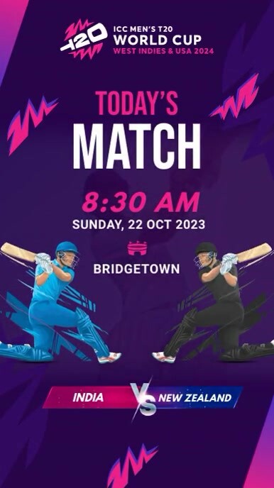 India Vs New Zealand Icc Men's T20 World Cup Indaba yaku-Instagram template