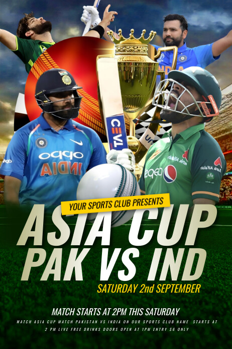India vs pakistan cricket match poster Template | PosterMyWall