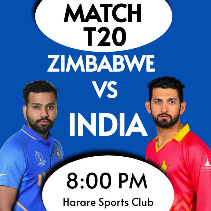 India vs Zimbabwe cricket match design 2024 Template | PosterMyWall