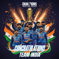 India Wins Champions Trophy 2025 Quadrat (1:1) template