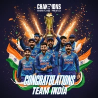India Wins Champions Trophy 2025 Square (1:1) template