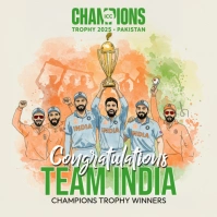 India Wins Champions Trophy 2025 Quadrat (1:1) template