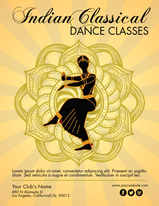 Dancing Lessons Flyer Indian, Classical Dance Classes Template | PosterMyWall