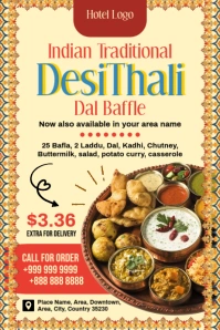 Indian Desi Thali Template Poster