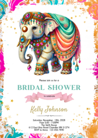 Indian Elephant Party Invitation A6 template