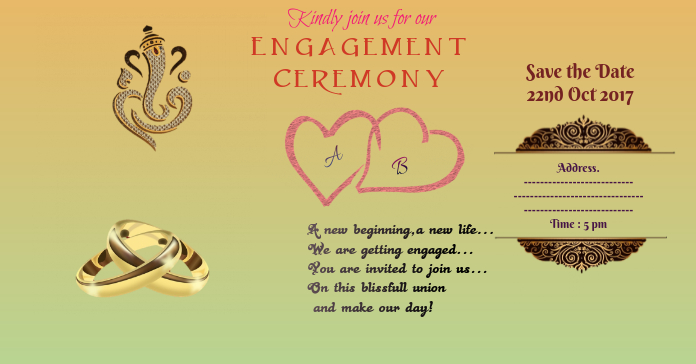 Indian Enagagement Invitation Card Template Postermywall