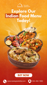 Orange Indian Food Menu Instagram Story Template