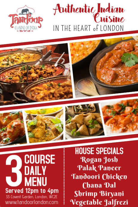 Indian Food Menu Template Postermywall