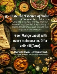 Indian food Restaurant Flyer design template Volante (Carta US)
