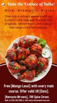 Indian food Restaurant Flyer design template Instagram Story