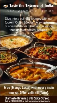 Indian food Restaurant Flyer design template Instagram Story