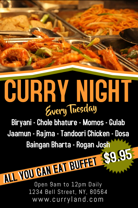 Indian Food Restaurant Flyer Template Postermywall