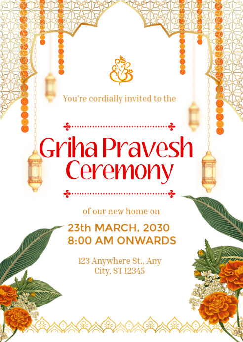 Griha Pravesh Ceremony Invitation Template | PosterMyWall