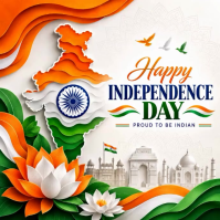白色 Indian Independence Day Celebration Instagram Plasing Template