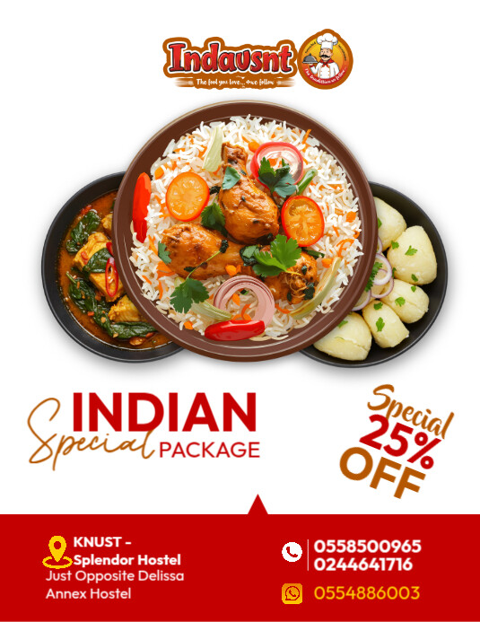 Indian Menu Template Flyer (US Letter)