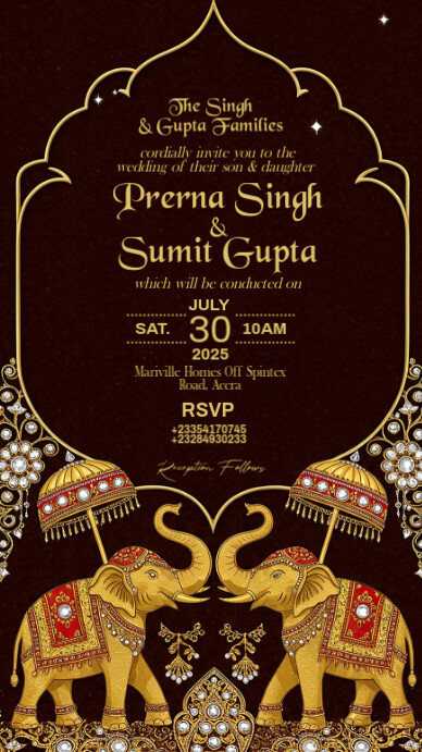 Indian Traditional Wedding Invitation Digitale Vertoning (9:16) template