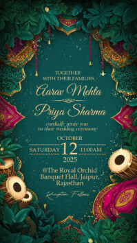 Indian wedding invitation Pantalla Digital (9:16) template