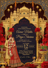 Indian wedding invitation A4 template