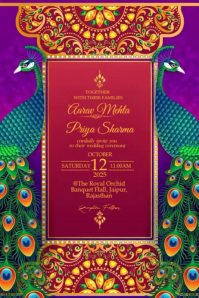 Indian wedding invitation Poster template
